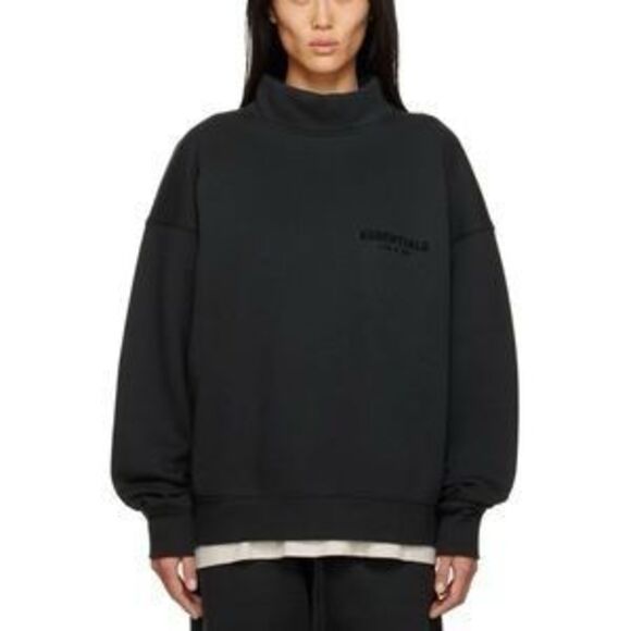Fear of God Essentials Mock Neck Sweatshirt Sweater Black in XS - Picture 1 of 7